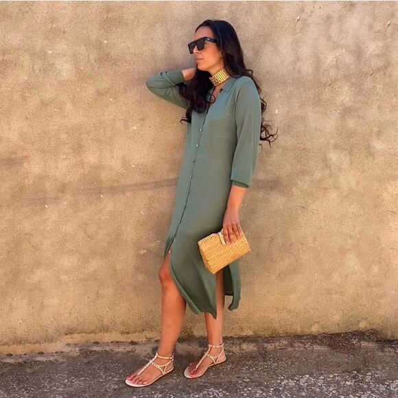 ZARA LEATHER STUDDED FLATS - Picture 8 of 9